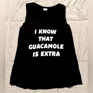 Ten Sixty Sherman black graphic tank.  Size M.  “I know that guacamole is extra”